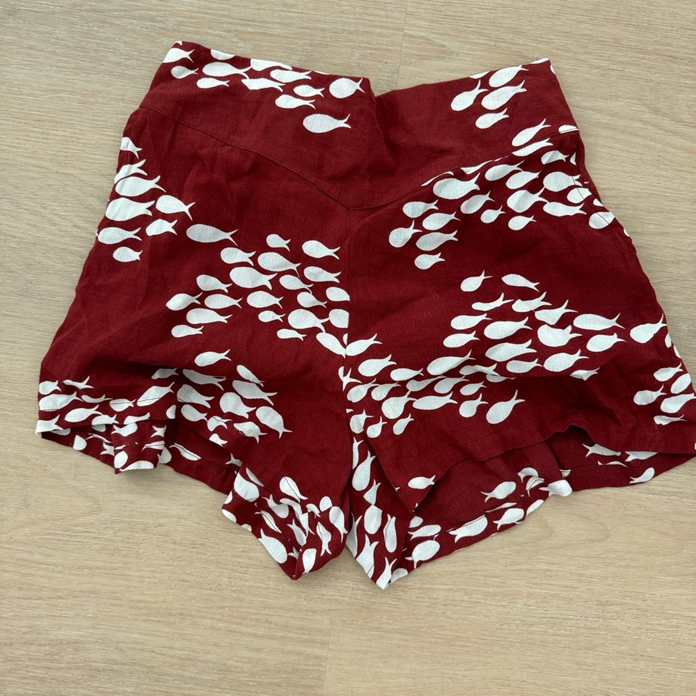 Women's Red Fish Print Shorts